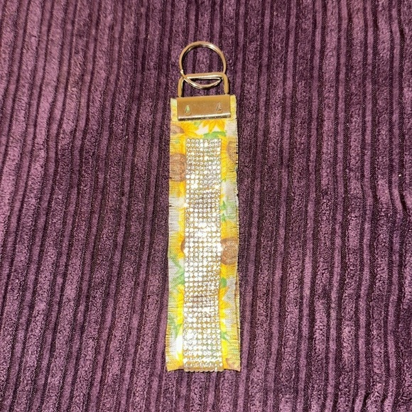Frazeshop Accessories - Frayed Rhinestone Wristlet Keychain.